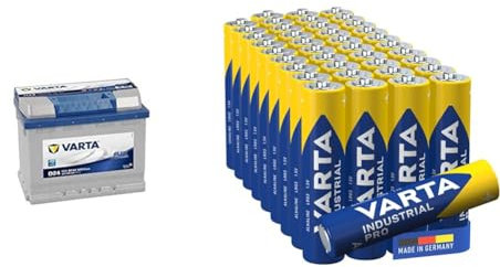 Varta D24 Blue Dynamic Starterbatterie für Passenger Car & Batterien AAA, 40 Stück, Industrial Pro, Alkaline Batterie, 1,5V