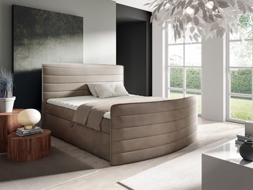 Fun Möbel Boxspringbett Schlafzimmerbett AMBRA (Cappuccino, 140x200cm)
