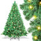 Randaco Künstlicher Weihnachtsbaum mit Beleuchtung, 180cm 860 Spitzen mit Automatischer Entfaltung entworfen, PVC Tannenbaum 250LED Warmweißen inkl. Metallständer, Schwer Entflammbar