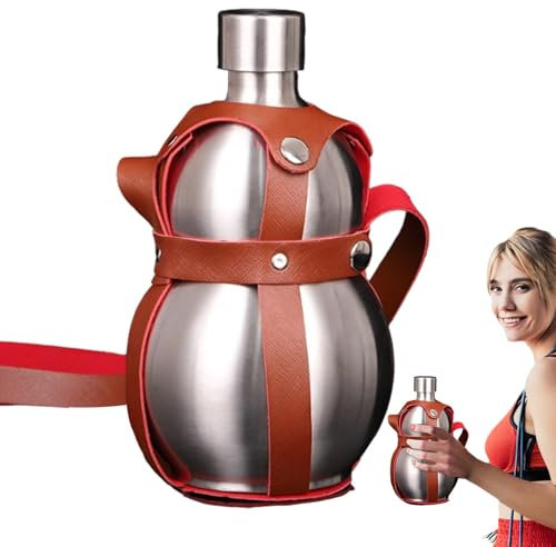 Gourde en acier inoxydable, gourde en métal de 1,5 l, gourde portable avec sangle de transport, bouteille d'eau en acier inoxydable, gourde en métal, bouteille d'eau de gym