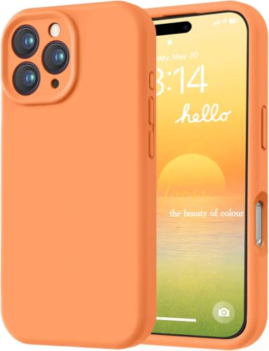 LOVE 3000 Designed for iPhone 16 Pro Case, Premium Silicone with [Soft Anti-Scratch Microfiber Lining] Shockproof Protective Phone Case for Lanyard 6.3, Bright Orange