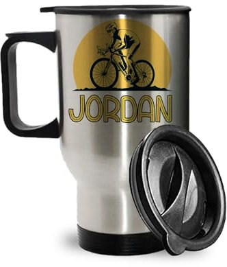 Personalised Cycling Theme, Sports Gift, Cycle Lover Gift, Insulated 14oz Travel Mug, Tea, Coffee Mug. (Silver)