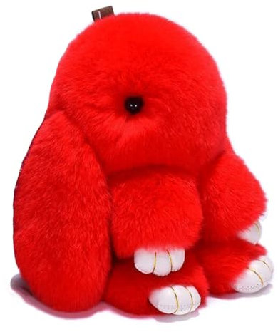 Lapin en Cuir Pompon Boule Pendentif Voiture Sac Porte-clés(Rouge - 1)