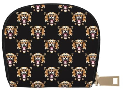 TZTTZT Funny Tiger Kreditkartenetui für Damen, Leder Kreditkartenetui Geldbörse, Kartenetui Brieftasche