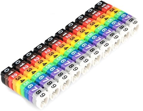 Etiquetas de Cables, Etiquetas de Cables 100/150PCS Etiqueta de Etiqueta de número de Marcador de Cable Tipo C Colorida for Alambre de 2-7 mm(150pcs1.5 Square)