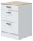 Módulo Inferior Cocina Kira 3 Cajones Estilo Moderno Blanco Brillo y Roble Canadian 60x90x60 cm