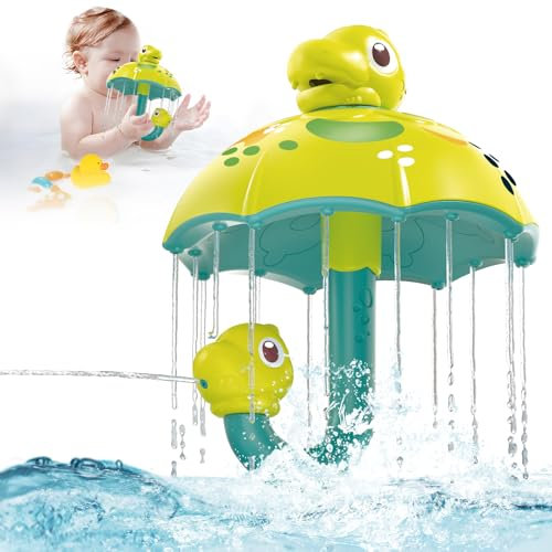 Pardofelis Badewannenspielzeug Baby, Badespielzeug Dino-Badeschirm mit Wasserfall-Effekt, Sprinkler Wasser Badewanne Spielzeug Kinder, Badespielzeug für Baby ab 1 Jahr