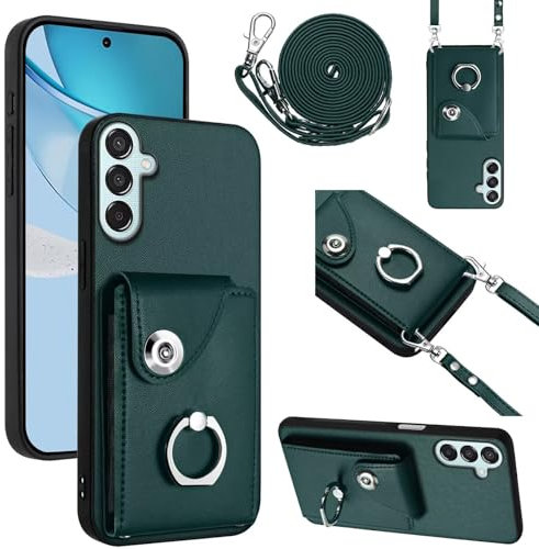 GoodcAcy Coque pour Oppo Find X8 Ultra avec Cordon Étui Oppo Find X8 Ultra avec Cordon Porte Carte Portefeuille avec Anneau béquille Réglable Collier Housse Etui pour Femmes - Vert