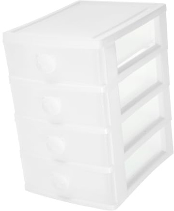 FIXOSHEE Plastic Desk Organizer 4-layer Drawers, Mini Desktop Storage Box for Office and Study, Multi-functional Desktop Storage Drawers for Stationery and Cosmetics