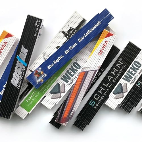 Zollstock bedruckt mit Logo – 2m Holzmaßstab als Werbegeschenk – individuell gestaltbar – Profi-Qualität – personalisierter Gliedermaßstab für Handwerker & Unternehmen (100)