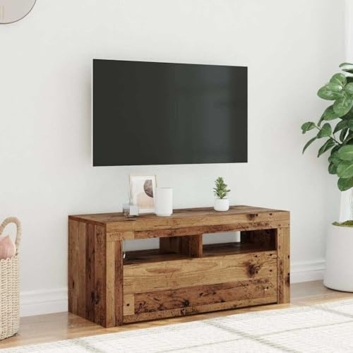 Lumanois Mueble TV Luces LED Madera ingeniería Envejecida 90x35x40 cm, Mobiliario Muebles TV, Madera Antigua, 17.9kg