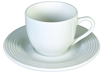 Tognana Polis Circles Confezione 6 Tazze da caffè con Piattini, Porcellana, Bianco, 6x6x4 cm