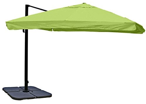 Mendler Gastronomie-Ampelschirm HWC-A96, Sonnenschirm, 3x3m (Ø4,24m) Polyester/Alu 23kg Flap mit Ständer drehbar - grün