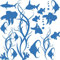 GRAZDesign Wandtattoo Bad Meer mit Fische | Aufkleber für Badezimmer | wasserfest - 053 hellblau
