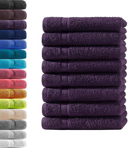 8X Gästetuch | Aubergine | 100% Baumwolle Frottier | Oeko-TEX® Standard 100 | Premium Qualität 500 g/m²