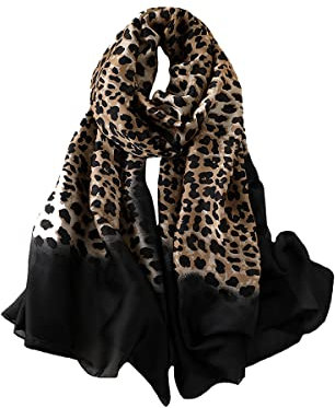 Trillion LONDON® Damen-Schal aus 100% Seide, leicht, mit Tiermotiv, luxuriöses Geschenk zum Valentinstag (Leopardenmuster 3)
