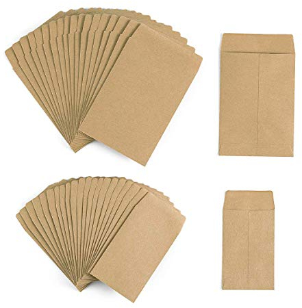 Mini Geschenktüten in Braun aus Papier Samenpakete 200 Stück/ 2 Größe für Kleine Adventskalender, Weihnachten, Freudentränen, Schmucktüten, Gastgeschenke, Münzumschläge
