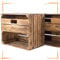 Kontorei® geflammte/verbrannte Kiste mit Schublade und Fach 50cm x 40cm x 30cm 2er Set Regal Holzkiste Obstkiste
