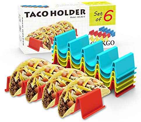 GINKGO Lot de 6 supports de tacos – Support de style plateau de camion taco, peut contenir jusqu'à 4 tacos chacune, matériau ABS sain très dur et robuste, passe au lave-vaisselle, au micro-ondes