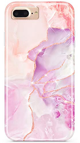 JIAXIUFEN Gold Sparkle Glitter Marble Desgin Slim Shockproof Flexible Bumper TPU Soft Case Rubber Silicone Cover Phone Case for iPhone 7 Plus/iPhone 8 Plus/6 Plus/6S Plus - Purple