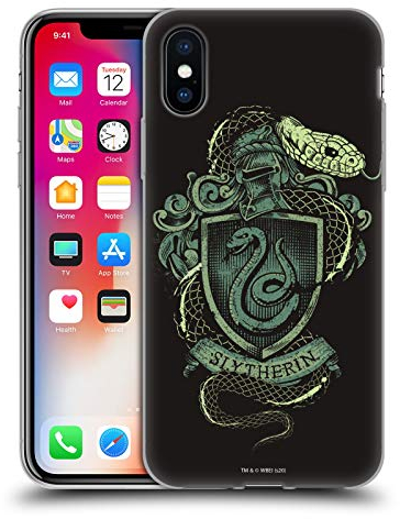 Head Case Designs Offiziell Offizielle Harry Potter Slytherin Deathly Hallows XIV Soft Gel Handyhülle Hülle kompatibel mit Apple iPhone X/iPhone XS