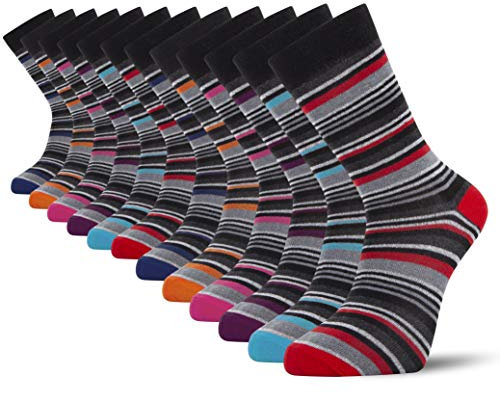 Cob Stallion- 12-Pack Multi-Stripe Men's Socks, Multicoloured, Multipack 6-11 UK (12 Pairs Multistripe)