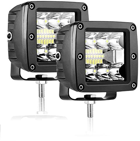 AUXTINGS 2 PCS 7.8cm 42W Rampe de Phare LED,12V 24V Lampe de Travail LED, projecteurs lumière Feux de Travail pour Offroad Voiture camions SUV ATV 4x4 Tracteur Bateau,6000K feu antibrouillard