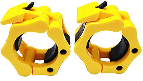 Olympic Barbell Clips Weightlifting Collars 2 Inch Clamps,Locking Weight Clips, Lockdown Weight Clamps for Workout Weightlifting Fitness Training (Yellow)