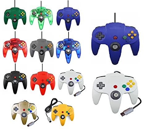 2 Controller Für Nintendo 64 N64 Farbe nach Wahl Kabelgebunden Gamepad Joypad (Blau/Weiß)