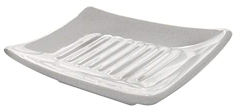 Gedy Weiß, Queenstown Seifenschale, Maße und Gewicht: 2,5 x 11,5 x 8,5 cm & 1,6 kg, Seifenschale aus umweltfreundlicher Keramik, Finish, R&E-Design, 2 Jahre Garantie, einzigartig