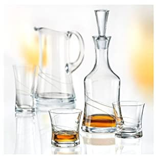 Crystalex Whiskyset Grace geschliffen 7 teilig Set Kristallglas 6 x Gläser und Karaffe Bohemia