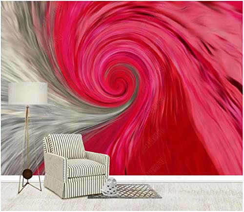 Fototapete 3D Effekt Vlies Tapete Modern Kreativer Rot-Grauer Abstrakter Strudelmuster-Dekorationshintergrund Wallpaper Wanddeko Wandbilder 430x300cm