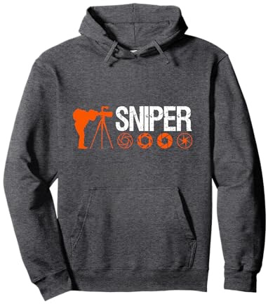 Sniper camera man with camera hood and lens Pullover Hoodie