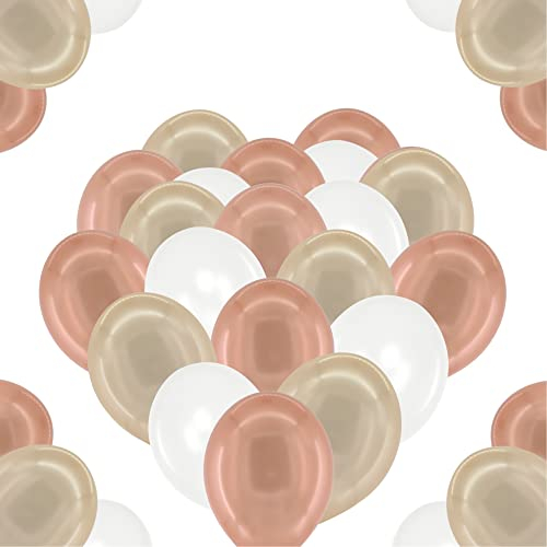 Premium Luftballons Rosegold Peach Perlen Weiß Metallic • Helium Luftballons • 50 Stück • 32 cm • extra reißfest • zur schönen Party Deko, Hochzeitsdeko, Fasching, JGA Deko • 100% Latex