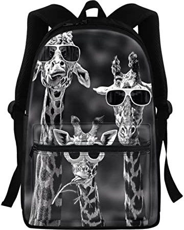 Belidome Schultasche für Jungen und Mädchen, Laptoprucksack, Tagesrucksack, Schulrucksack, Coole Giraffe, Einheitsgröße