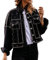 PUWEI Elegante Jeansjacke mit Nieten, für Damen, Western-Look, gewaschener Crop-Jeansmantel, schwarz, XX-Large