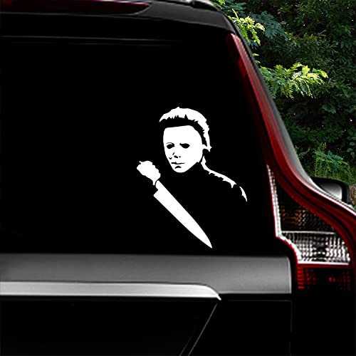 Leniutor 2 Stück Maskierter Killer mit Messer, Vinyl-Aufkleber, wasserdicht, Horror, klassischer Film, Autoaufkleber für Stoßstange, Fenster, Laptop, 14 x 18 cm