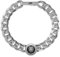 Guess Herren-Armband aus der Kollektion Lion King. Armband aus Stahl mit Löwen-Symbol, 14 mm, Farbe Stahl und Schwarz. Größe: L. Die Referenz lautet jumb01309jwstbkl