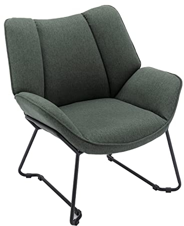 chairus Leinen Loungesessel für Wohnzimmer Balkon Modern Gepolstert Polsterstuhl Relaxsessel mit Metallbeinen (Grün)