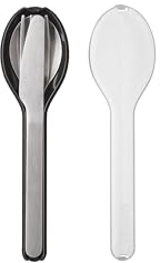 Mepal - Besteck 3-teiliges Set Ellipse - Besteck-Set für unterwegs - Besteht aus einem Messer, Gabel & Löffel - Besteck-Set mit Reiseetui - Edelstahl - Nordic Black