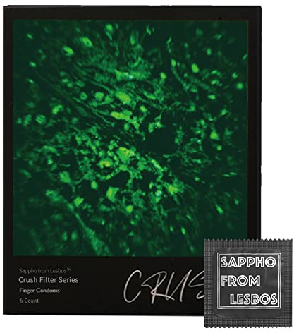 Sappho from lesbos Crush Green Finger Condoms, Ultral Thin Lubricated Latex Fingersex Cots for STI Protection, Natural Sensitive - 6 Count, No Fragrance