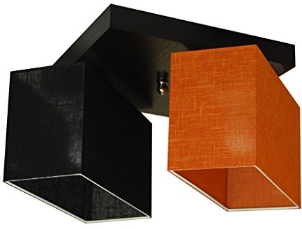 alfalux Deckenlampe 2 Flammig Deckenleuchte LED Geeignet Holz Wohnzimmer Schlafzimmer JLS22SCORD SCHWARZ/ORANGE