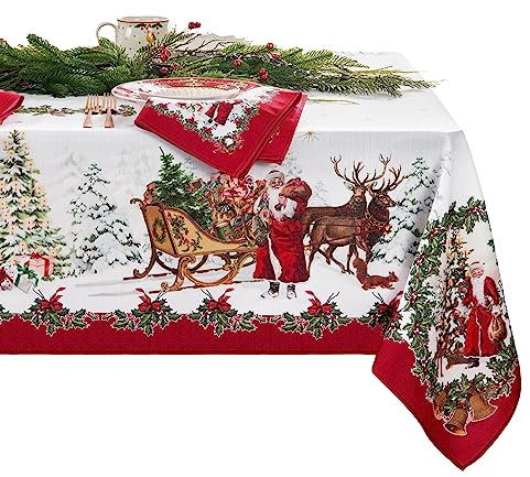 Elrene Home Fashions Villeroy & Boch Toy's Fantasy Holiday/Christmas Tischdecke, knitterfrei, 152,4 x 213,4 cm, rechteckig, Mehrfarbig