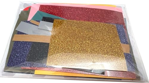 50 g Restemix Bügelfolie: Flockfolie, Glitzerfolie, Reflektorfolie Flexfolie Reste Streifen zum Basteln und Plotten Applikationen Bügelsticker für Stoffe Textilien Kinder zum Aufbügeln Flicken