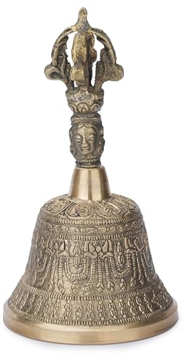 Ajuny Handgefertigte buddhistische Meditationsglocke aus Messing, religiöse Handglocke für Meditation, Gebet, Klarheit, Fokus, Heilung für Heimdekoration, 14,2 cm