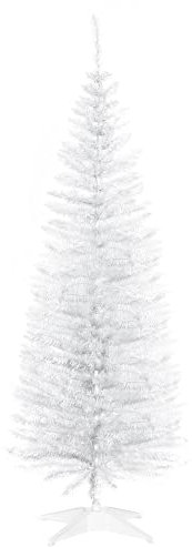 HOMCOM 5ft Unlit Artificial Christmas Tree, Pencil Slim Xmas Tree with Solid Stand and Realistic Branches, White