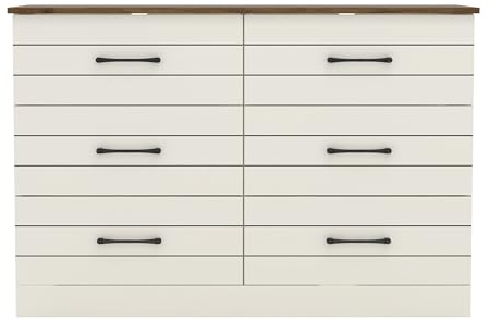 Galano Elis Kommode mit 6 Schubladen - Moderner Kleiderschrank Stauraum fürs Schlafzimmer - Werkzeuglose Montage - Eiche elfenbeinfarben geknotet