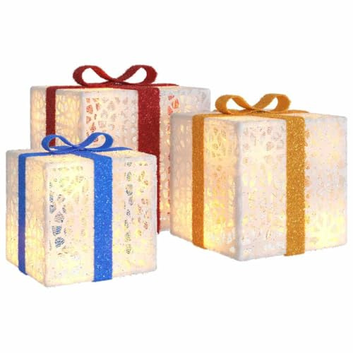 vidaXL Beleuchtete Geschenkboxen 3 STK. 64 LEDs Warmweiß