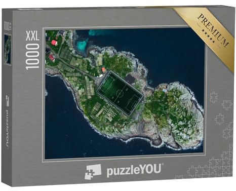 Puzzle 1000 Teile XXL „Drohnen-Luftaufnahme von Henningsvaer auf den Lofoten, Norwegen“ – aus der Puzzle-Kollektion Lofoten, Norwegen