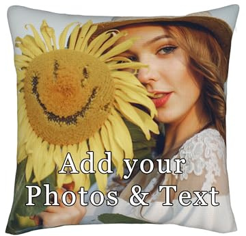 Personnalisé HousseDe Coussin,Personnalisée Imprimée Recto-Verso Tout Texte Et Image.Cadeau pour Coussin Personnalisée pour Père, Maman, Enfants,Amis ou Amoureux-50x50cm